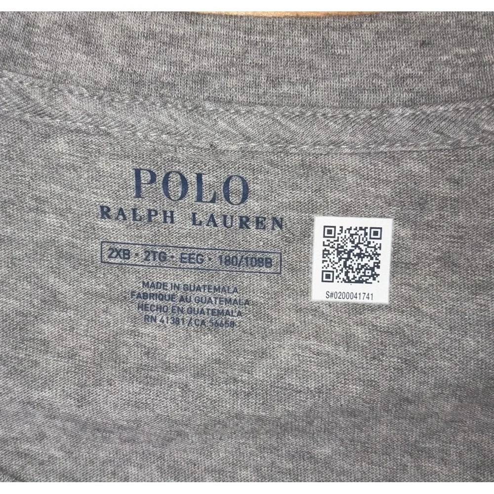 New Polo Ralph Lauren Big Spell Out Graphic Logo T-Shirt 2XB 2XL Big Gray‎ Pony